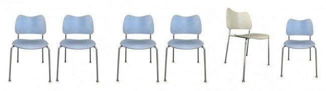 6 Stacking Chairs Made in Sweden by Lammhults Mobel AB