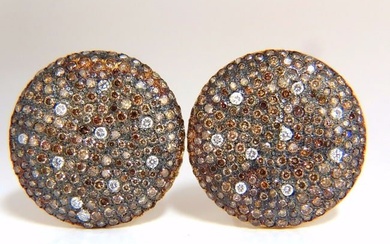 6.00ct natural fancy color diamonds bead set earrings 18kt +