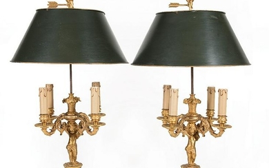 Gilt Bronze and Marble Bouillotte Lamps