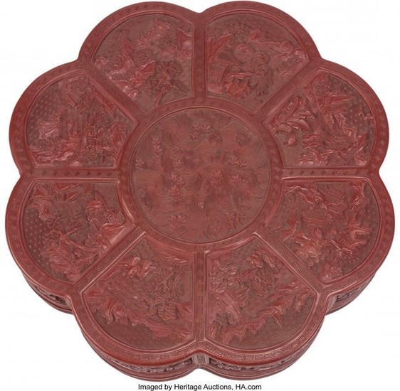 74387: A Chinese Carved Cinnabar Lacquer Box 5 x 22 inc