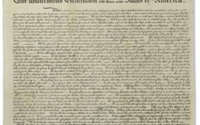 DECLARATION OF INDEPENDENCE – In Congress, July 4, 1776. The Unanimous Declaration of the Thirteen United States of America. When in the Course of Human Events... [Washington] engraved by W.J. Stone (1823-1825), reprinted in 1833 from the original...