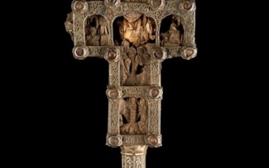 GRÈCE, MONT ATHOS, XVIIe OU XVIIIe SIÈCLE Croix de bénédiction double face