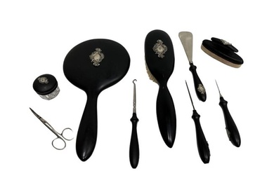 9 Pieces Real Ebony Victorian Style French Vanity Set