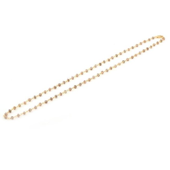 Diamond Bead, 14k Yellow Gold Necklace.