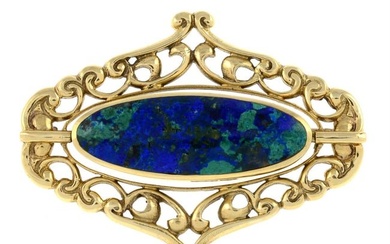 9ct gold brooch, with central gem-set swivel panel