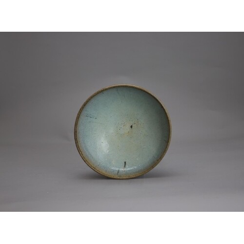 A Blue glazed Junyao Bowl, Yuan DynastyW: 17.7cm, H: 7.5cm P...