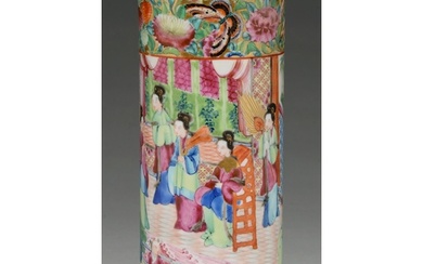A Chinese Canton famille rose vase, 19th c, typically enamel...