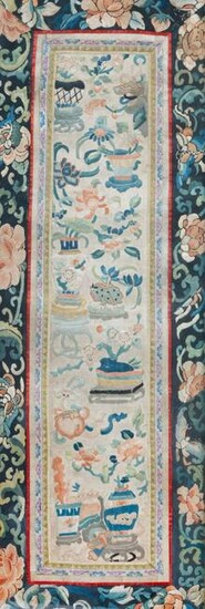 A Chinese Embroidered Silk Rectangular Panel