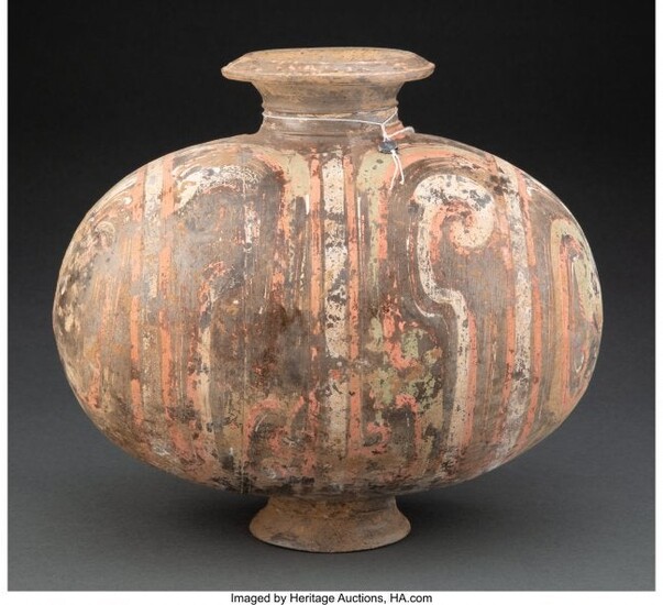 A Chinese Pottery Cocoon Jar, Han Dynasty 12-1/4