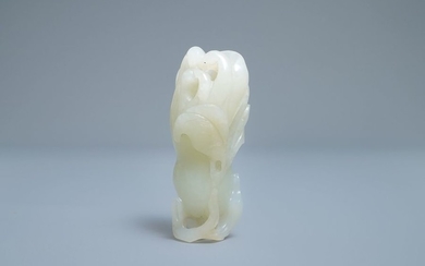 A Chinese celadon jade 'Buddha hand' carving, 19th...