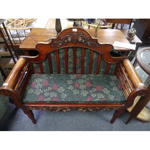 A Chinese export caned rosewood sofa, with shaped arched bac...