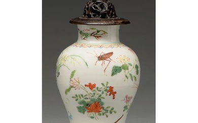 A Chinese famille rose vase, 19th c, of baluster form, ename...