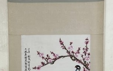 A Chinese ink painting of paintings of flowers and birds on paper, Yu Feiyan