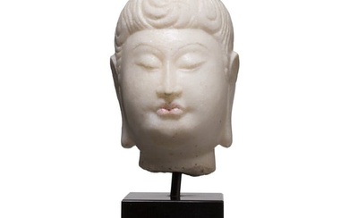 A Chinese marble head of Buddha Shakyamuni, Tang Dynasty
