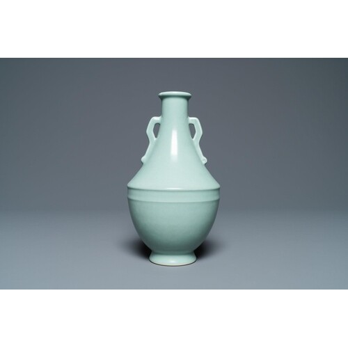 A Chinese monochrome celadon vase, Qianlong mark, RepublicDe...