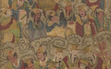A Chinese watercolour on textile, 18thC/19thC, 57 x 125 cm