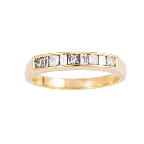 A DIAMOND HALF ETERNITY RING, channel set with princess and ...