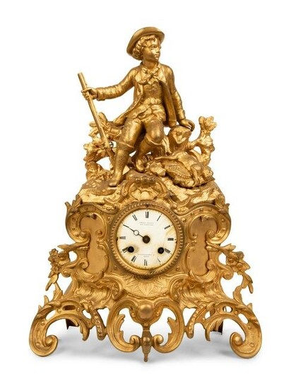 A French Gilt Metal Figural Clock