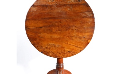 A George II solid yew tripod occasional table, circa 1750 ...