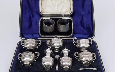 A George V Silver Seven Piece Condiment Set and...