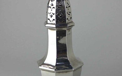 A George V silver octagonal sugar caster