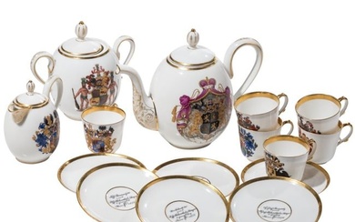 A German porcelain coffee set with coat of arms of the counts of Schönberg, Finck, Schack