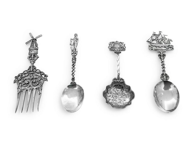 A Group of Four European Silver Decorative Utensils