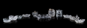 A Group of Seven Cut and Four Molded Glass Table Articles