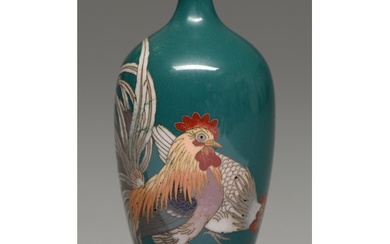 A Japanese cloisonne enamel vase, Meiji period, enamelled wi...