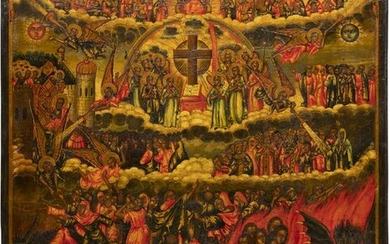 A LARGE ICON SHOWING THE LAST JUDGEMENT