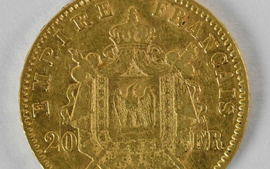A Napoleon III French twenty francs gold coin, 1862, diameter...