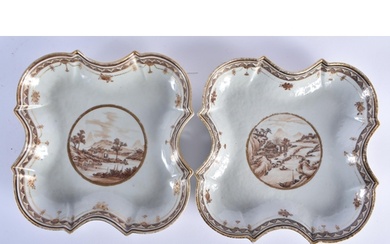 A PAIR OF 18TH CENTURY CHINESE EXPORT PORCELAIN SQUARE FORM ...