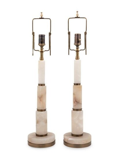 A Pair of Alabaster Table Lamps