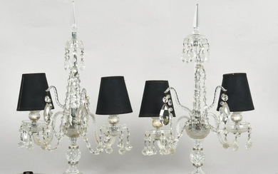 A Pair of Cut Crystal Candelabra Lamps