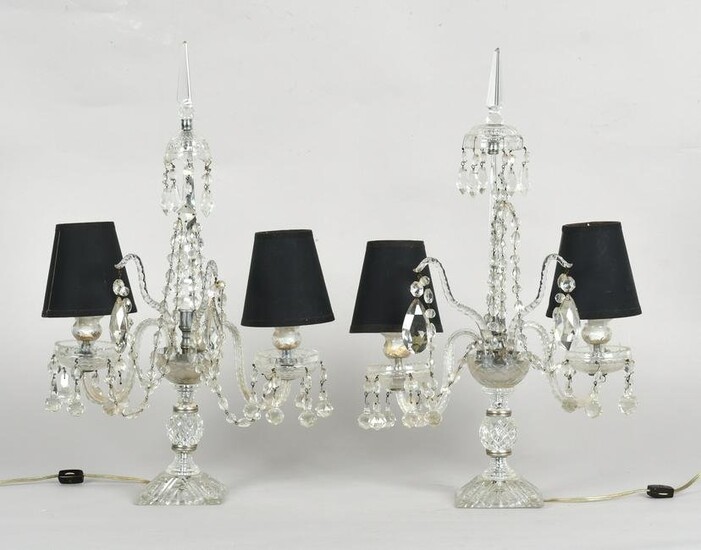 A Pair of Cut Crystal Candelabra Lamps