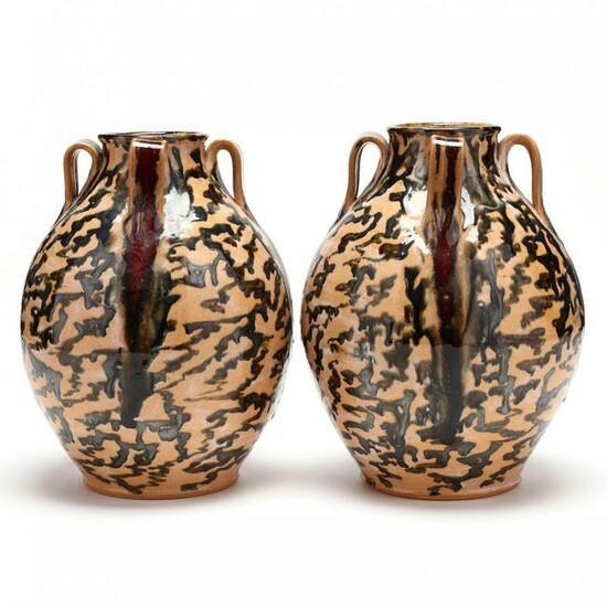A Pair of Four Handled Vases, Billy Ray Hussey (NC)