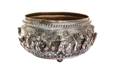 A SILVER REPOUSSÉ FOOTED BURMESE BOWL Possibly Shan District, Myanmar (Burma), 19th century