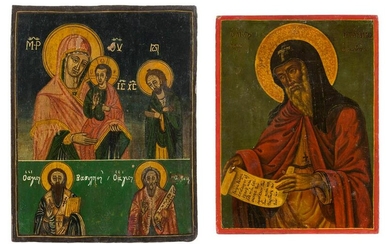 A TWO-PARTITE ICON SHOWING THE MOTHER OF GOD AND