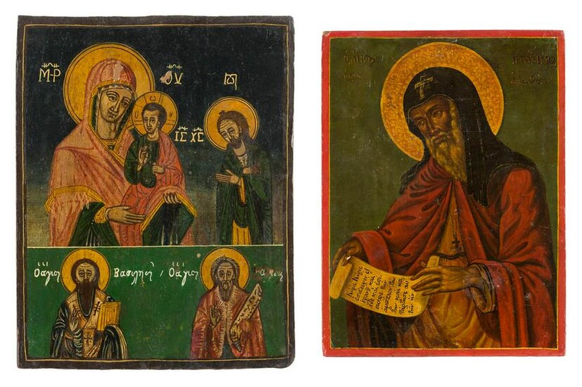 A TWO-PARTITE ICON SHOWING THE MOTHER OF GOD AND