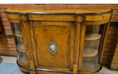 A Victorian inlaid walnut and gilt metal mounted credenza, w...