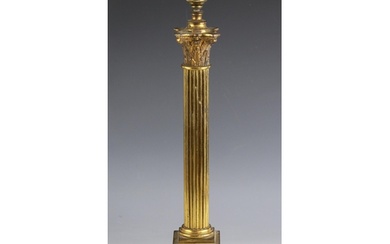 A Victorian lacquered brass Corinthian column table lamp by ...