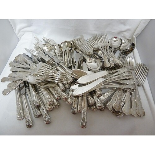 A Webber & Hall silver plated Kings Pattern cutlery service,...