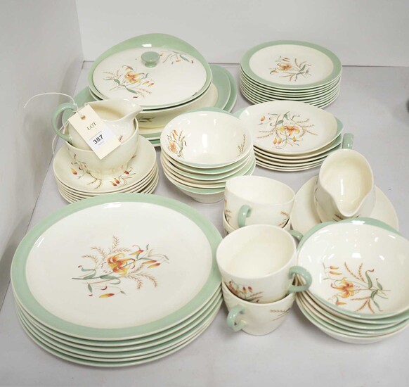 A Wedgwood 'Tiger Lily' pattern part dinner and tea service