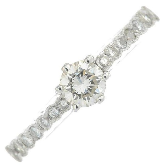 A brilliant-cut diamond single-stone ring, with