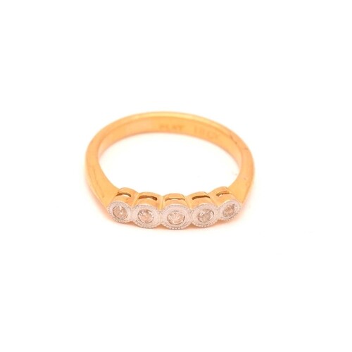 A five-stone diamond half hoop ring in 18ct gold and platinu...
