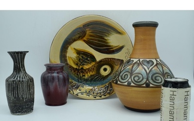 A group of Studio pottery, Langley ware vase together with ,...