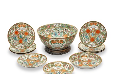 A large Canton bowl and dishes made for Nasir al-Din...