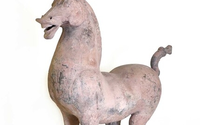 A large Chinese grey pottery horse