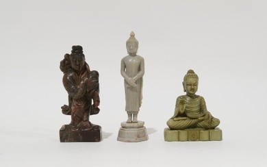 A lot of three Chinese and Thai Buddhists soapstone and...