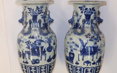 A pair of 19thC Chinese blue & white porcelain...